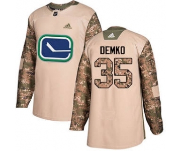 Men's Canucks #35 Thatcher Demko Camo Authentic 2017 Veterans Day Stitched Hockey Jersey