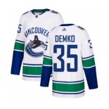 Men's Canucks #35 Thatcher Demko White Road Authentic Stitched Hockey Jersey