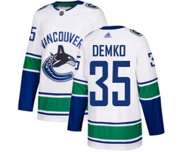 Men's Canucks #35 Thatcher Demko White Road Authentic Stitched Hockey Jersey