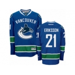 Men's Reebok Vancouver Canucks #21 Loui Eriksson Authentic Navy Blue Home NHL Jersey