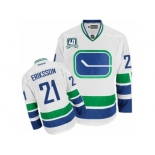 Men's Reebok Vancouver Canucks #21 Loui Eriksson Authentic White Third 40TH Patch NHL Jersey