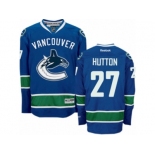 Men's Reebok Vancouver Canucks #27 Ben Hutton Authentic Navy Blue Home NHL Jersey