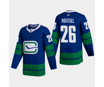 Men's Vancouver Canucks #26 Antoine Roussel 2020-21 Authentic Player Alternate Stitched Hockey Jersey Blue