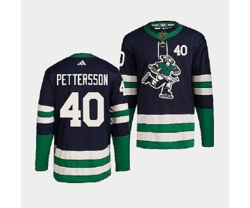 Men's Vancouver Canucks #40 Elias Pettersson Navy 2022 Reverse Retro Stitched Jersey