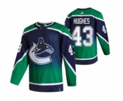 Men's Vancouver Canucks #43 Quinn Hughes Green 2020-21 Reverse Retro Alternate Hockey Jersey