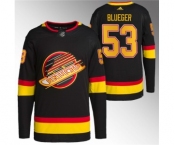 Men's Vancouver Canucks #53 Teddy Blueger Black Retro Stitched Jersey