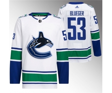 Men's Vancouver Canucks #53 Teddy Blueger White Retro Stitched Jersey