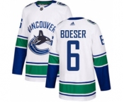 Men's Vancouver Canucks #6 Brock Boeser White Road Stitched Hockey Jersey