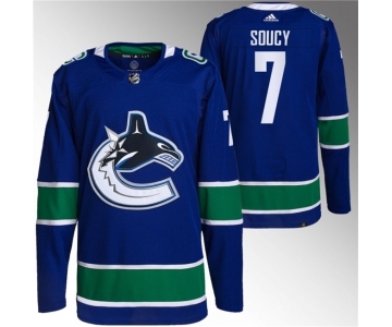 Men's Vancouver Canucks #7 Carson Soucy Blue Stitched Jersey