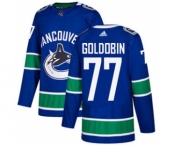 Men's Vancouver Canucks #77 Nikolay Goldobin Blue Home Stitched Hockey Jersey