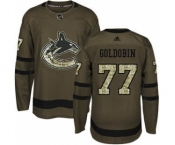 Men's Vancouver Canucks #77 Nikolay Goldobin Green Salute to Service Stitched Hockey Jersey