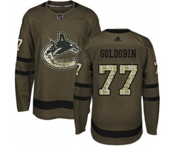 Men's Vancouver Canucks #77 Nikolay Goldobin Green Salute to Service Stitched Hockey Jersey