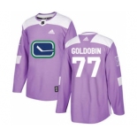 Men's Vancouver Canucks #77 Nikolay Goldobin Purple Fights Cancer Stitched Hockey Jersey