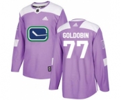 Men's Vancouver Canucks #77 Nikolay Goldobin Purple Fights Cancer Stitched Hockey Jersey