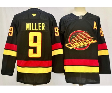 Men's Vancouver Canucks #9 J.T. Miller Black 2024-25 With A Patch Alternate Stitched Hockey Jersey