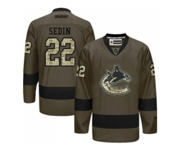 Vancouver Canucks #22 Daniel Sedin Green Salute to Service Stitched NHL Jersey