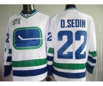 nhl jerseys vancouver canucks #22 d.sedin white (40th)