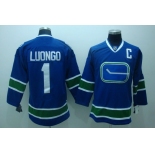 nhl vancouver canucks #1 luongo blue 3rd