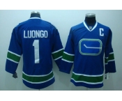 nhl vancouver canucks #1 luongo blue 3rd