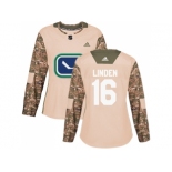 Women Adidas Vancouver Canucks #16 Trevor Linden Camo Authentic 2017 Veterans Day Stitched NHL Jersey