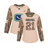 Women Adidas Vancouver Canucks #21 Antoine Roussel Authentic Camo Veterans Day Practice NHL Jersey