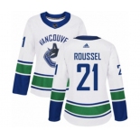 Women Adidas Vancouver Canucks #21 Antoine Roussel Authentic White Away NHL Jersey