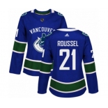 Women Adidas Vancouver Canucks #21 Antoine Roussel Premier Blue Home NHL Jersey