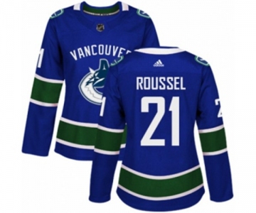 Women Adidas Vancouver Canucks #21 Antoine Roussel Premier Blue Home NHL Jersey