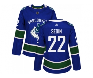 Women Adidas Vancouver Canucks #22 Daniel Sedin Blue Home Authentic Stitched NHL Jersey