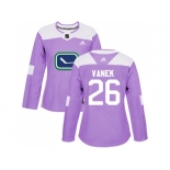 Women Adidas Vancouver Canucks #26 Thomas Vanek Purple Authentic Fights Cancer Stitched NHL Jersey