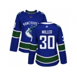 Women Adidas Vancouver Canucks #30 Ryan Miller Blue Home Authentic Stitched NHL Jersey