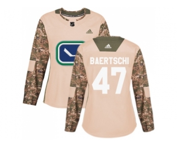 Women Adidas Vancouver Canucks #47 Sven Baertschi Camo Authentic 2017 Veterans Day Stitched NHL Jersey