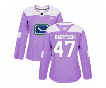 Women Adidas Vancouver Canucks #47 Sven Baertschi Purple Authentic Fights Cancer Stitched NHL Jersey