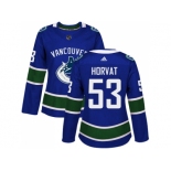 Women Adidas Vancouver Canucks #53 Bo Horvat Blue Home Authentic Stitched NHL Jersey