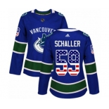 Women Adidas Vancouver Canucks #59 Tim Schaller Authentic Blue USA Flag Fashion NHL Jersey