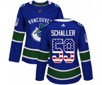 Women Adidas Vancouver Canucks #59 Tim Schaller Authentic Blue USA Flag Fashion NHL Jersey