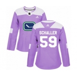 Women Adidas Vancouver Canucks #59 Tim Schaller Authentic Purple Fights Cancer Practice NHL Jersey