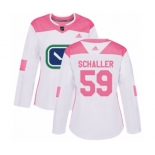 Women Adidas Vancouver Canucks #59 Tim Schaller Authentic White Pink Fashion NHL Jersey