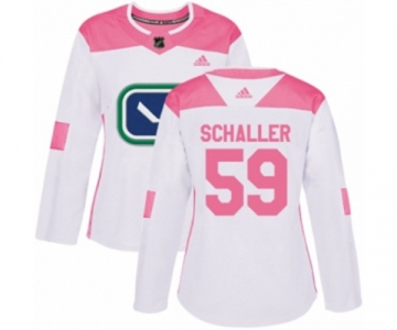 Women Adidas Vancouver Canucks #59 Tim Schaller Authentic White Pink Fashion NHL Jersey