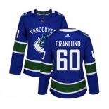 Women Adidas Vancouver Canucks #60 Markus Granlund Authentic Blue Home NHL Jersey