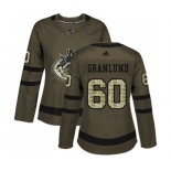 Women Adidas Vancouver Canucks #60 Markus Granlund Authentic Green Salute to Service NHL Jersey