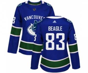 Women Adidas Vancouver Canucks #83 Jay Beagle Authentic Blue Home NHL Jersey