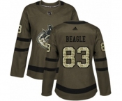 Women Adidas Vancouver Canucks #83 Jay Beagle Authentic Green Salute to Service NHL Jersey