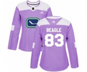 Women Adidas Vancouver Canucks #83 Jay Beagle Authentic Purple Fights Cancer Practice NHL Jersey