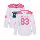 Women Adidas Vancouver Canucks #83 Jay Beagle Authentic White Pink Fashion NHL Jersey