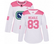 Women Adidas Vancouver Canucks #83 Jay Beagle Authentic White Pink Fashion NHL Jersey