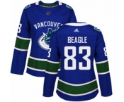 Women Adidas Vancouver Canucks #83 Jay Beagle Premier Blue Home NHL Jersey