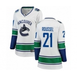 Women Vancouver Canucks #21 Antoine Roussel Fanatics Branded White Away Breakaway NHL Jersey