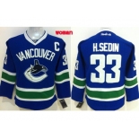 women nhl jerseys vancouver canucks #33 h.sedin blue