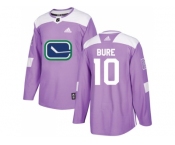 Youth Adidas Vancouver Canucks #10 Pavel Bure Purple Authentic Fights Cancer Stitched NHL Jersey